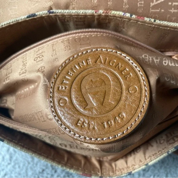 Etienne Aigner Linen & Leather Trim Shoulder Bag - Picture 7 of 12